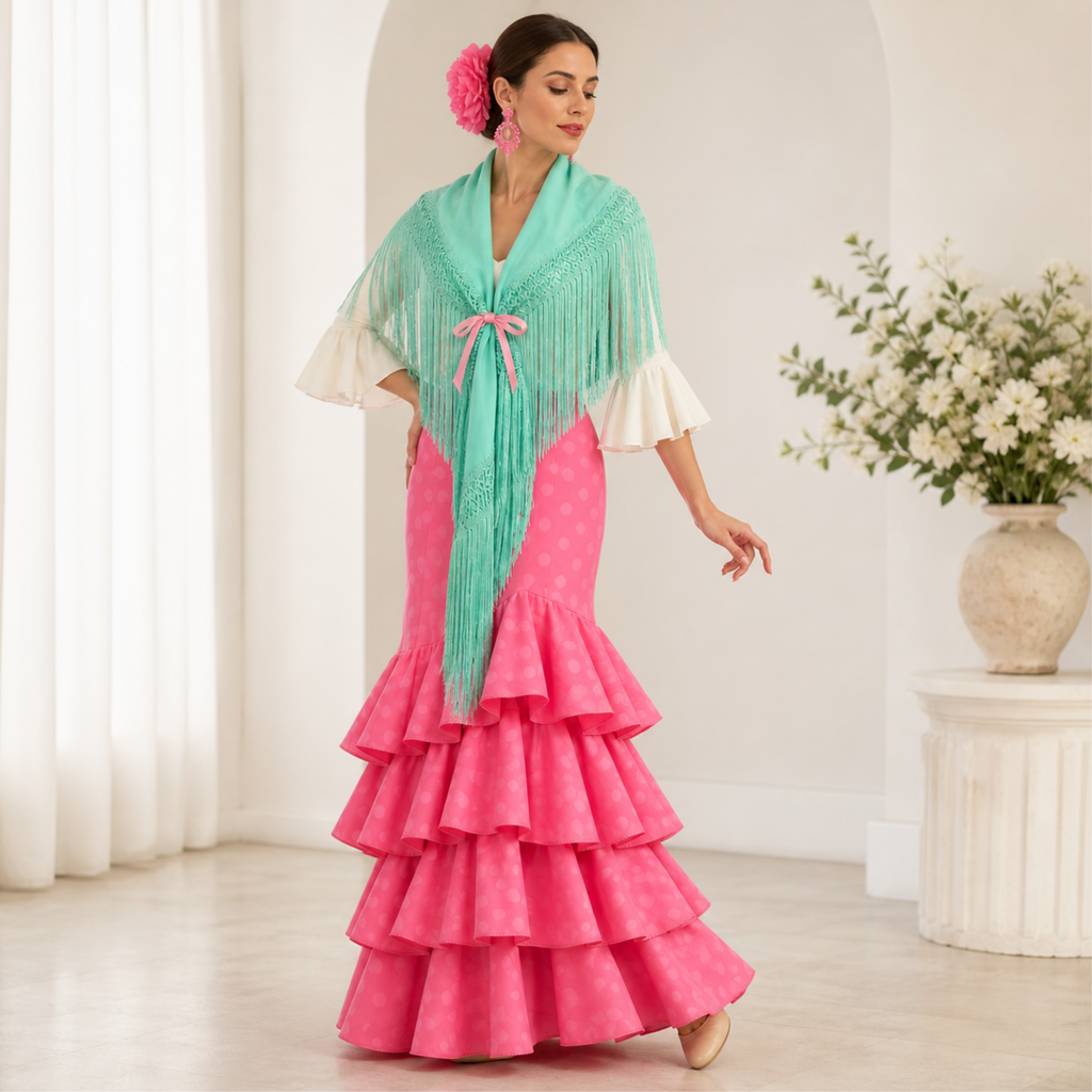 Falda flamenca rosa