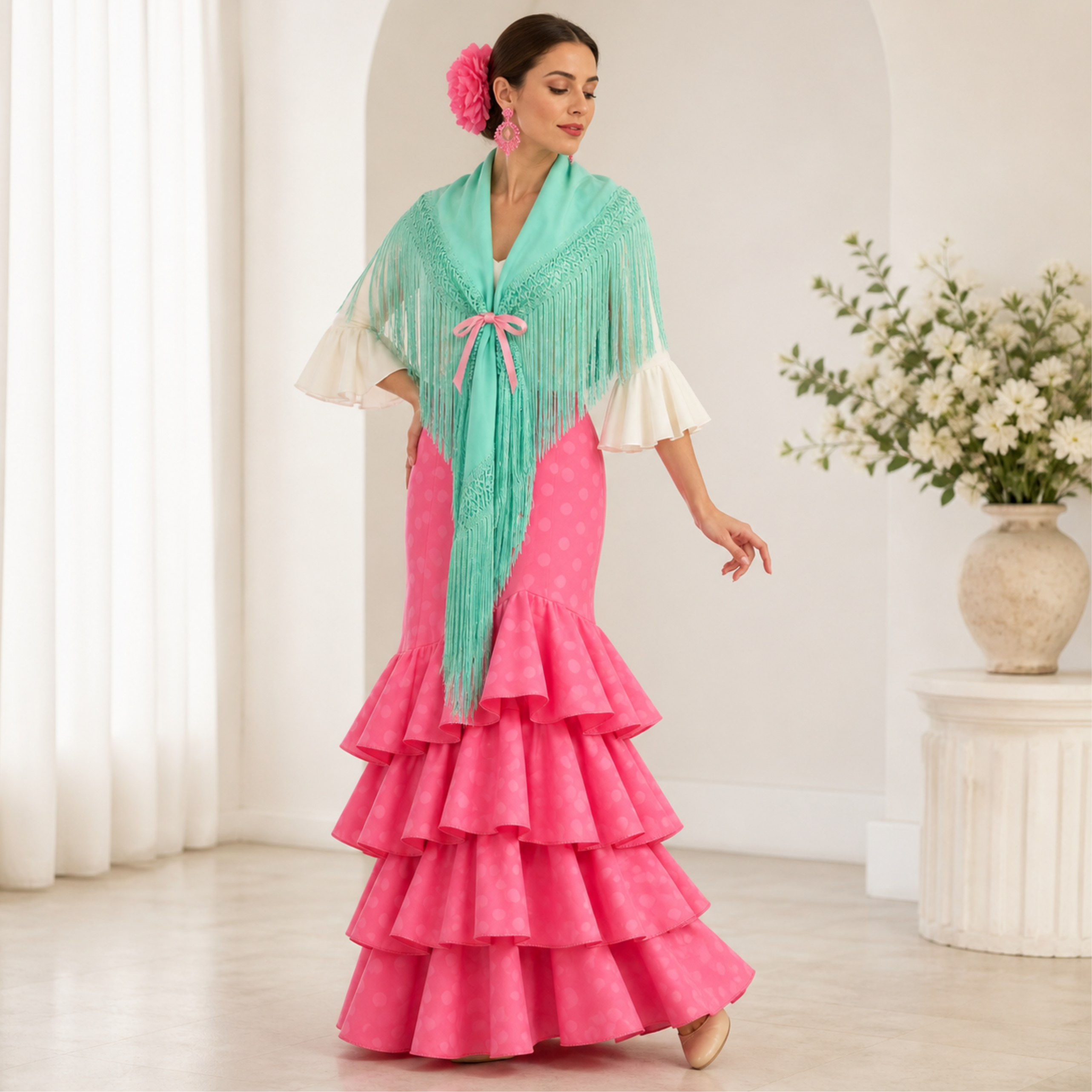Falda flamenca rosa
